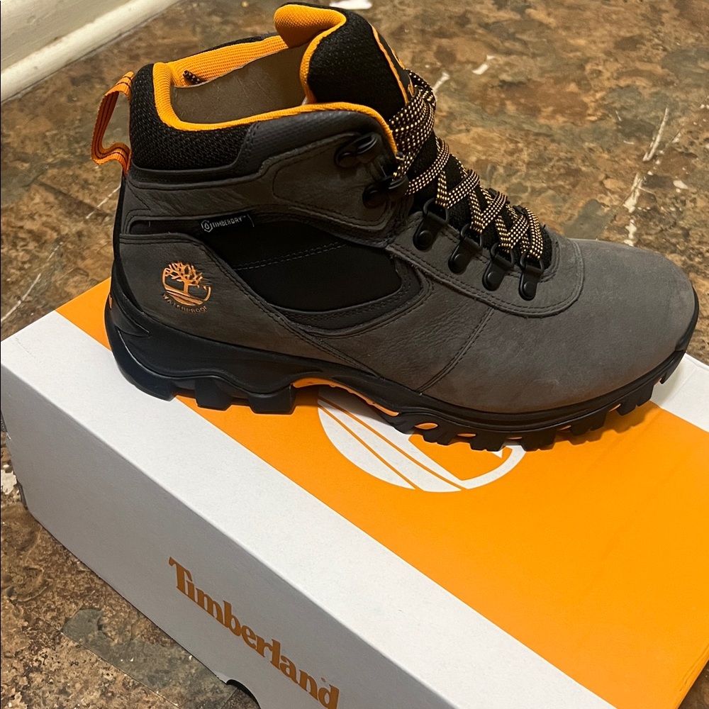 Timberland Gray and Black Men's Boots with Orange Accents